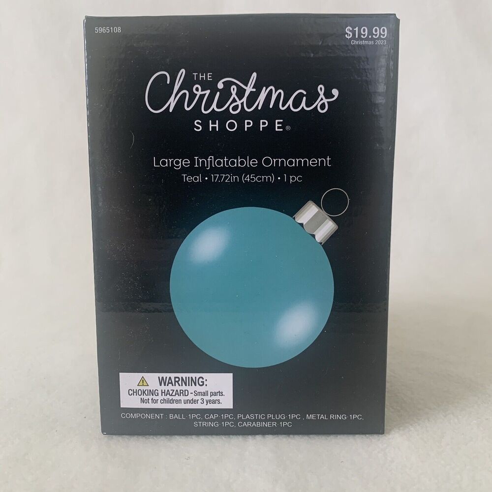 The Christmas Shoppe Inflatable Christmas Ornament Yard Lawn Decor Teal 17.72"